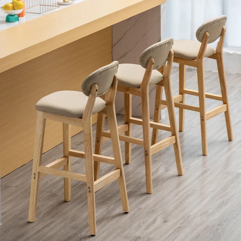 

Modern Bar Chairs Solid Wood Counter Height Chair with Metal Pedal Minimalist Kitchen Island Seating Cafe & Home Bar Stools