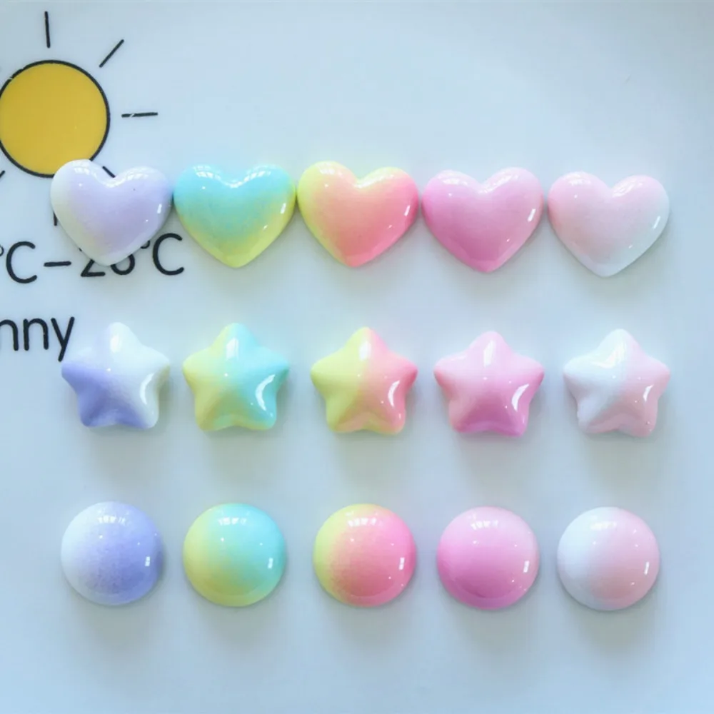 10pcs Cute Cartoon Kawaii heart star circle Series Flat Back Resin DIY Scrapbooking Cabochons Decoration Accessories