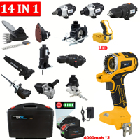 18V Brushless Multifunction Tool Combo Kit 14 in 1, Include Attachment: Drill, Electric hammer,Reciprocating Saw, Circular Saw,