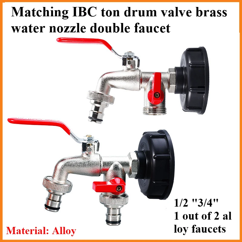 IBC Bucket Valve Brass Faucet 1/2 Alloy Faucet 3/4 Double Faucet Bucket Adapter Connector Replacement Valve Garden Home Valve