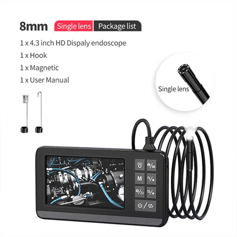 AT53工業用内視鏡 1080P 4.3インチHDデジタルボアスコープ検査カメラ IP67防水カメラ 3メートル