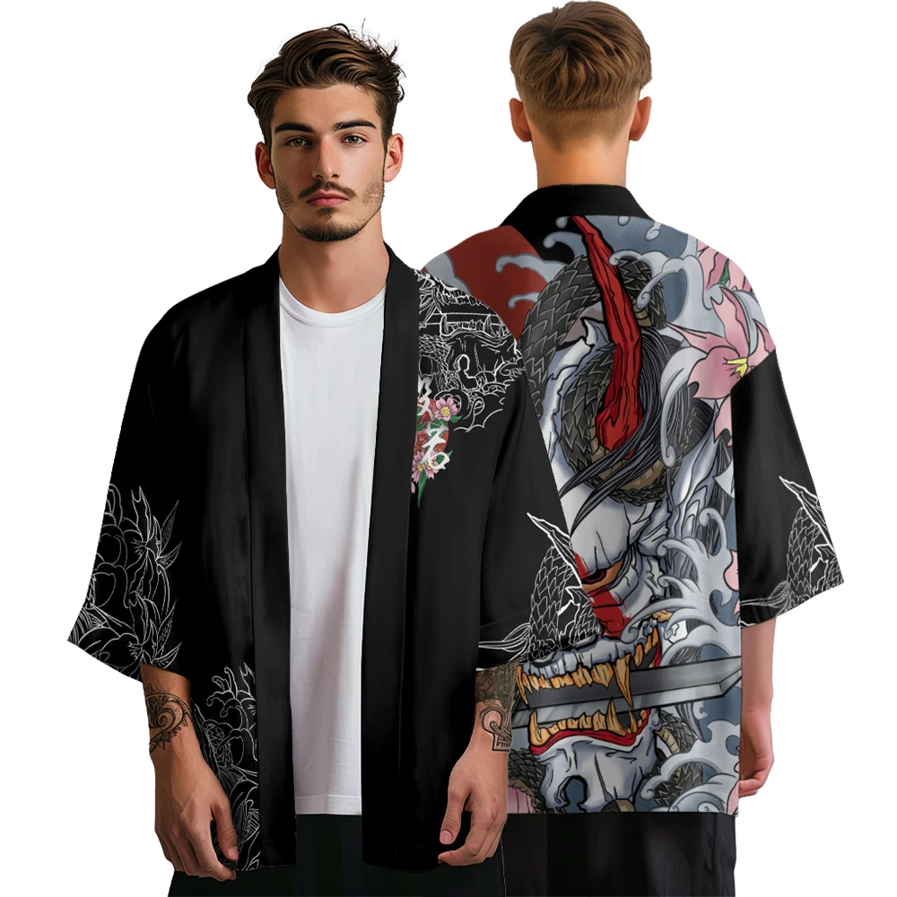 Summer Kimono Men Hawaiian Shirt Beach Cardigan Streetwear Kimono Fashion Women Yukata Japanese Clothes Trendy Bathrobes Haori