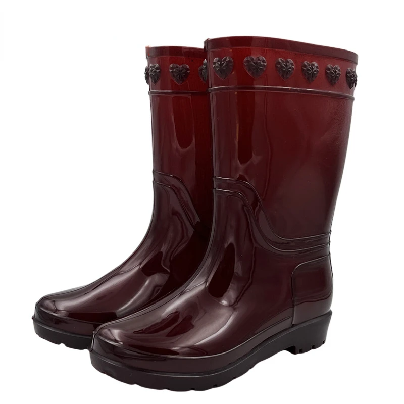 New Women Fashion Mid-calf Rain Boots Waterproof PVC Rainboots Outdoor Non-slip Water Shoes Wellies Boots