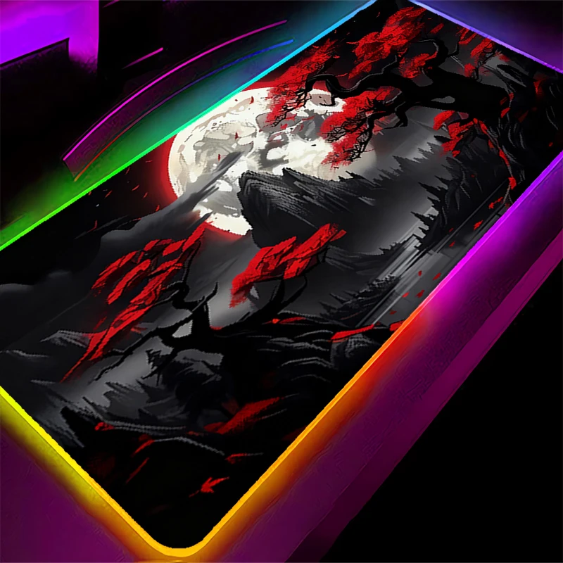 RGB Backlight Mouse Pad N-Night scenery Anime Gabinete Gamer Computer LED Desk Mat Keyboard Gaming Non-Slip Accessories Mousepad