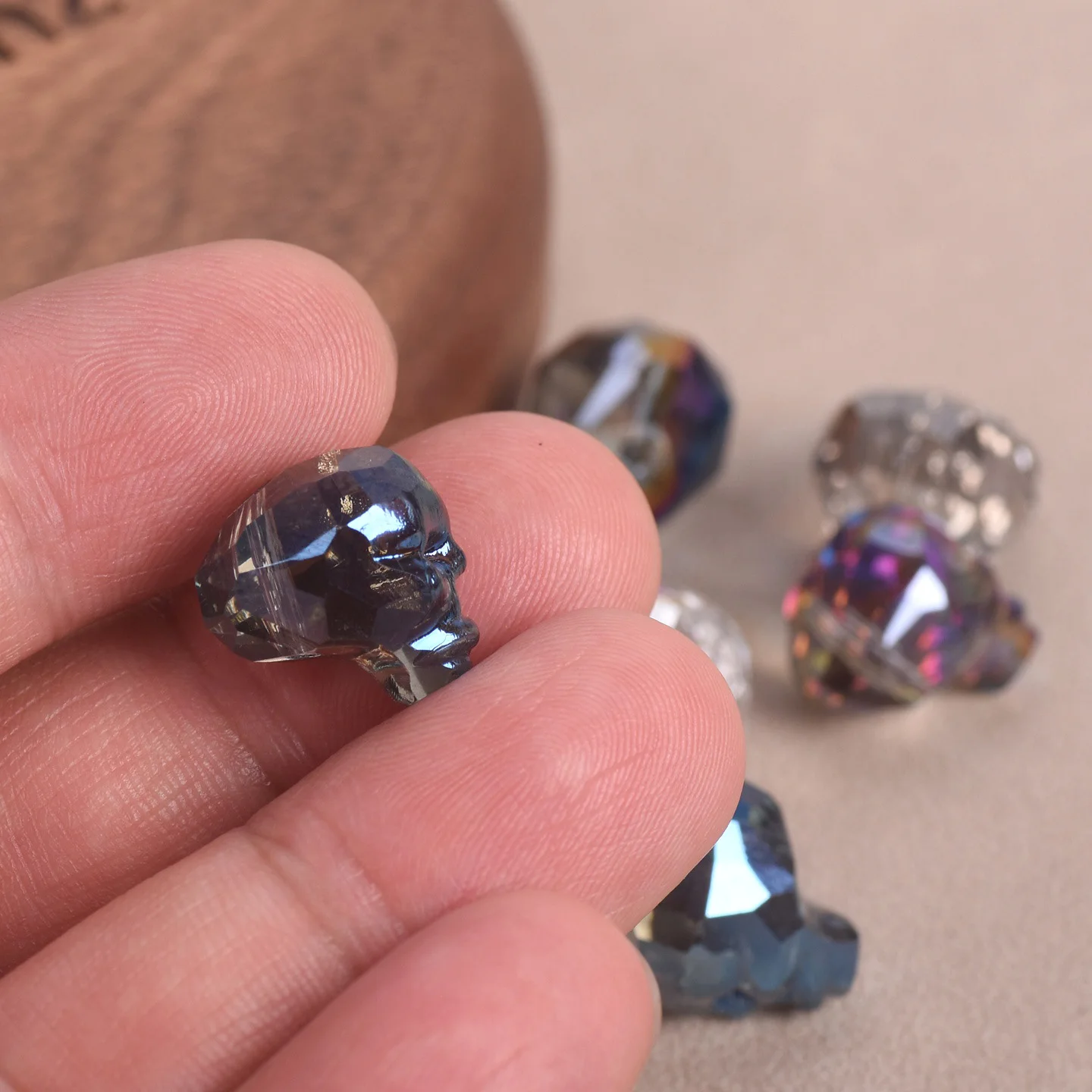 5 stücke 14mm Schädel Kopf Facettierte Kristall Glas Lose Perlen für Schmuck, Die DIY Handwerk