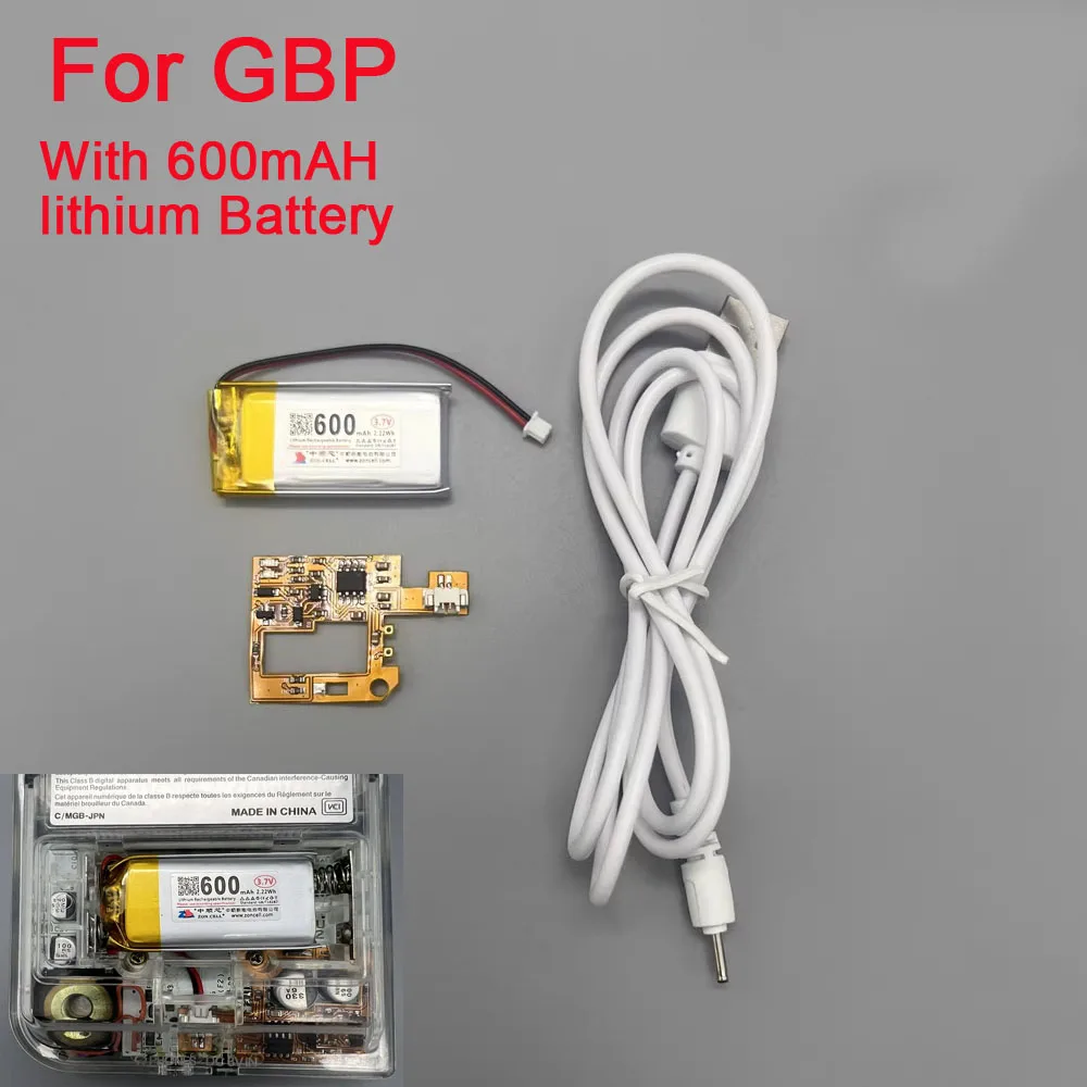 

Набор перезаряжаемых батарей для GAMEBOY, карманный зарядный Модуль 600 мАч для GBP, Поддержка оригинального корпуса