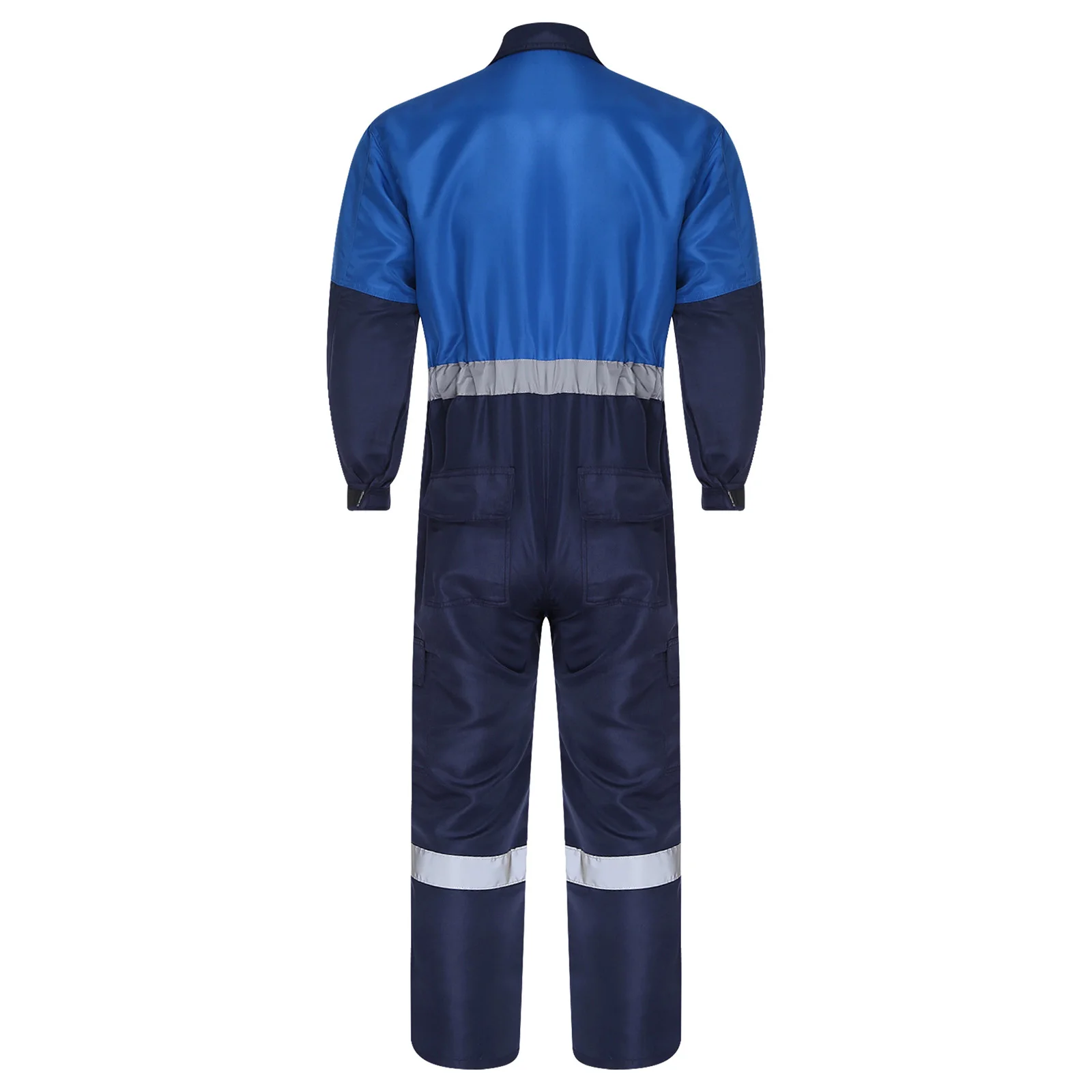 بدلة قفز للرجال زي ورشة عمل بأكمام طويلة وسحاب أمامي ملابس عمل معطف متعدد الجيوب عاكس لكامل الجسم