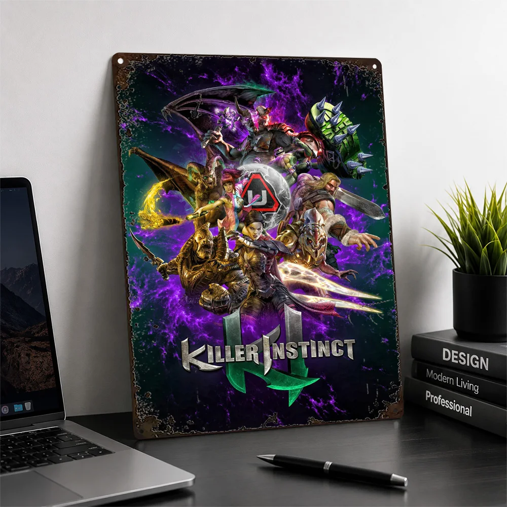 Killer Instinct Character Montage Textured Metal Poster Graphic Wall Art For Gaming Room Customized Aluminum Sign Collector Gift