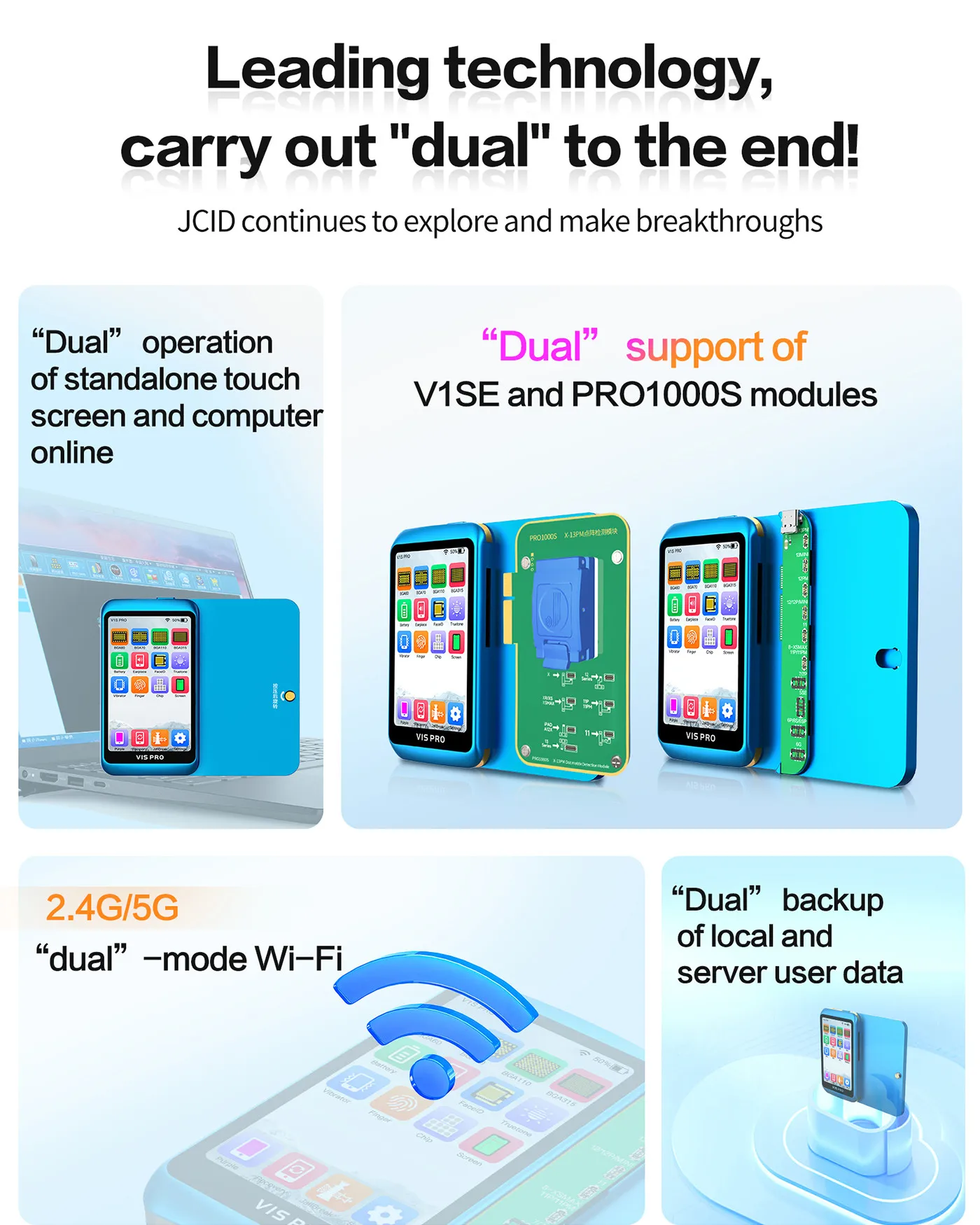 JCID JC V1S Pro Programmer For BGA70 BGA110 BGA315 Nand Flash Hard Disk Modify Rear Camera Screen True Tone Dot Projector Repair