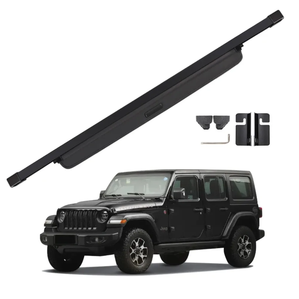 Retractable Trunk  BLACK Cargo Cover For Jeep Wrangler JL 4 2018-2023 Parcel Rack Anti-Peeping Shield Privacy Auto Accessories
