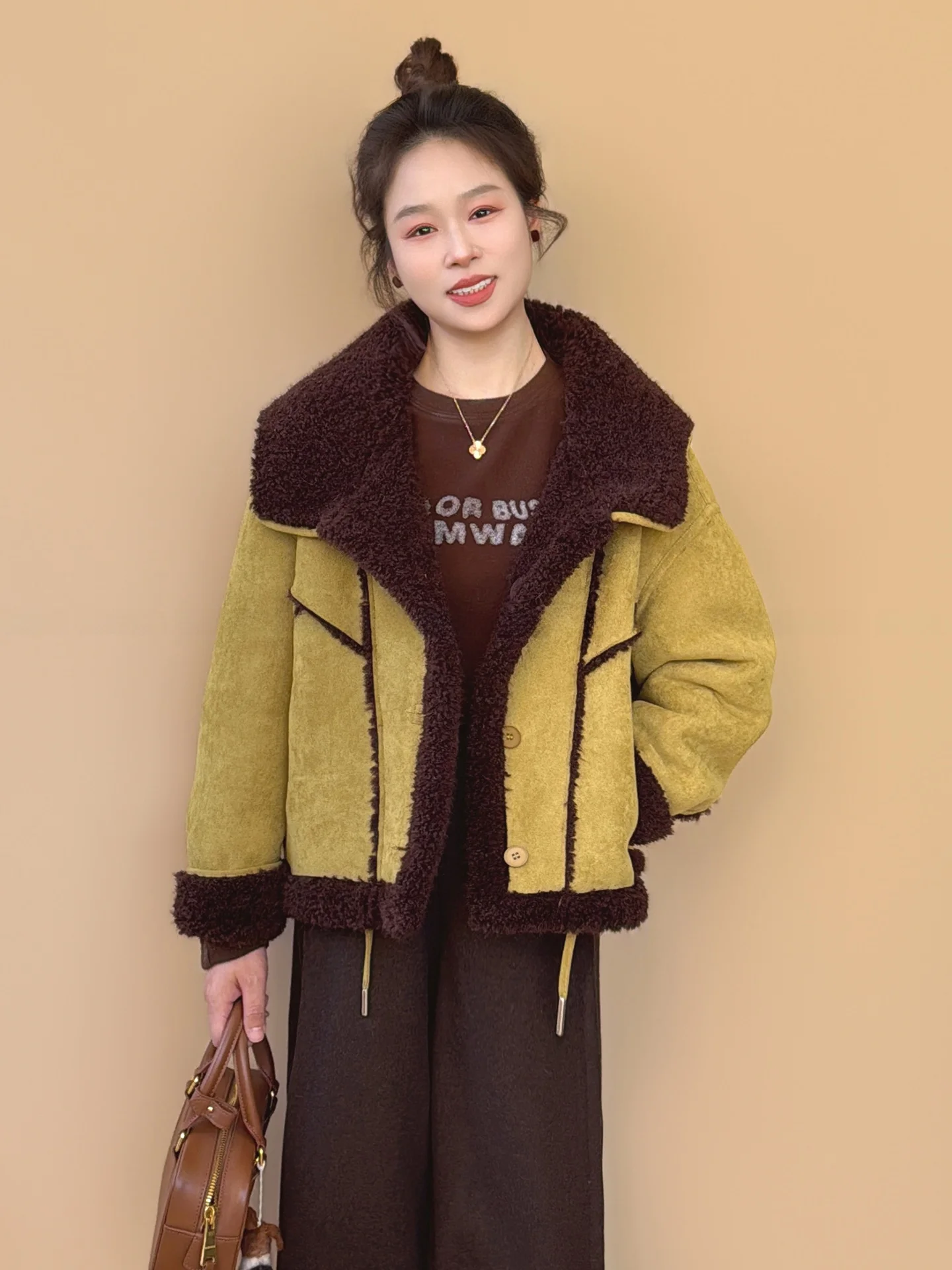 

Women's ort Suede Jaet Navy Collar Fur Lined Thiened Outerwear Commute Sle Regular Sve Length Zipper Closure ...