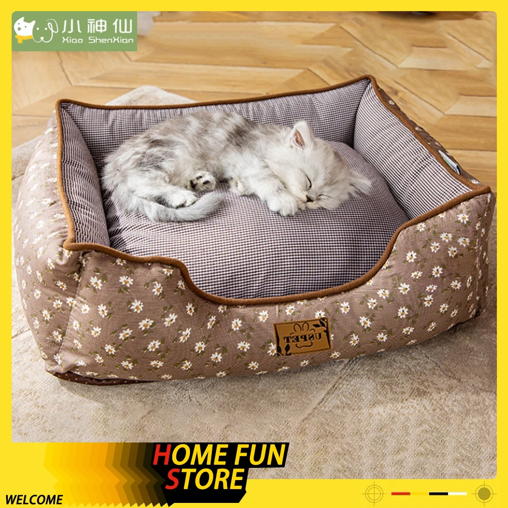 Pet Dog Cat Bed Winter Keep Warm Dog Cat Universalize Cushion Washable High Elastic Sponge Thicken Dog Cat Cushion Pet Bed