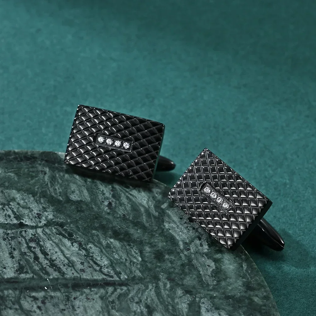 New High-end Stainless Steel Crystal Cufflinks for Men\'s Business Shirts French Buttons Women\'s Dresses Jewelry Accessories