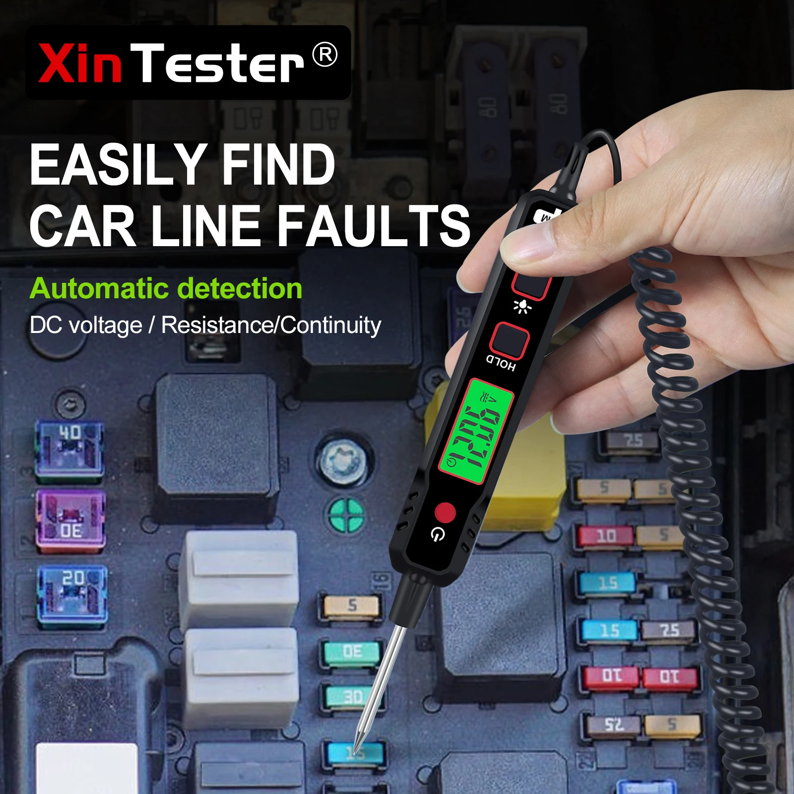 Xin Tester Car Voltage Detector 100V Pen Type Indicator DC Voltage Tester Backlight Flashlight Sensitivity Pen  XT86A