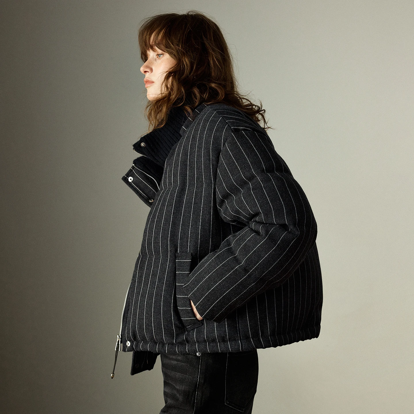 TOYOUTH 여성용 다운 재킷 2025 겨울 신상 루즈 푸퍼 스타일 스트라이프 고급 니트 스탠드 칼라 90% 다운 아우터웨어