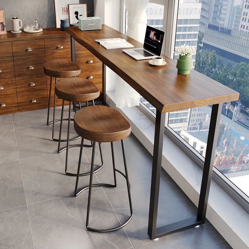 

Solid wood simple small apartment household balcony restaurant milk tea shop bar