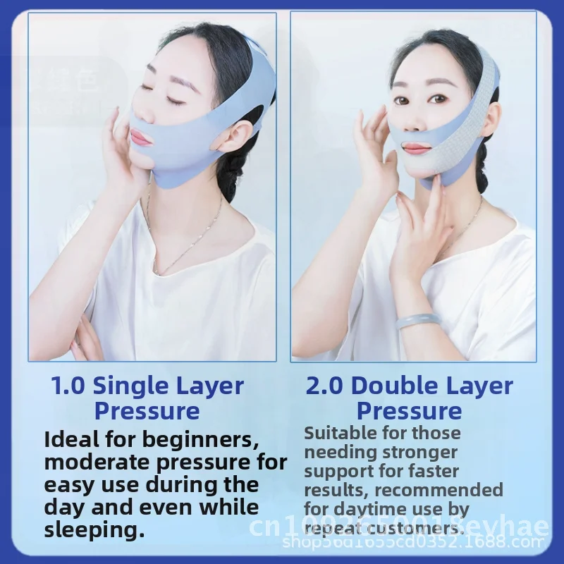 遠赤外線プラスチックフェイスバンド Vリフト引き締めスリープマスク 二重あご軽減 グレー/ピンク ポリエステル 非電気美容機器