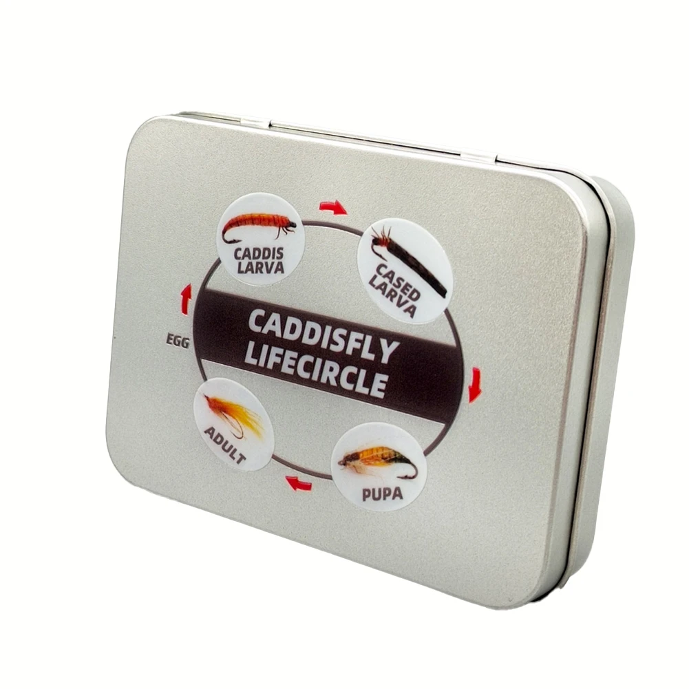 

Рыболовные поездки Caddisfly Fly Box Сухие мушки Органайзер Дисплей Коробка для приманок Разделенная конструкция губки Железная конструкция из пенопласта