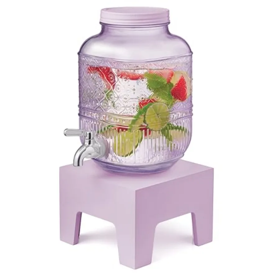 

Диспенсер для напитков на 1 галлон, стеклянный, с деревянной подставкой, широкогорлый, для лимонада, холодного чая, настоянной воды, вина