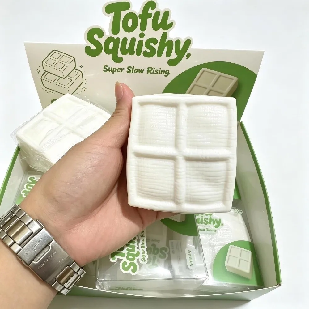 Super Slow Rising Tofu Squishy Toy Soft Rubber Simulation Tofu Tofu Squeeze Toy Crunchy Realistic Food Tofu Fidget Toy Gift