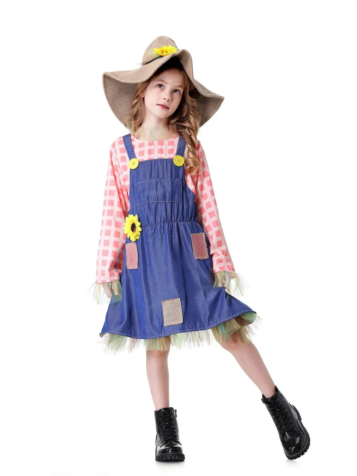 ชุดคอสตูมพ่อมดแห่งออซสำหรับผู้ใหญ่และเด็ก ลายปะติดปะต่อ ผ้าโพลีเอสเตอร์ แบบดั้งเดิมของจีน