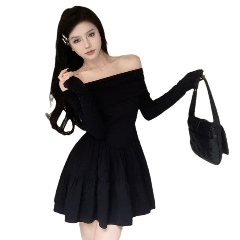 

Платье на одно плечо для женщин осень 2023, новая сексуальная талия французских знаменитостей