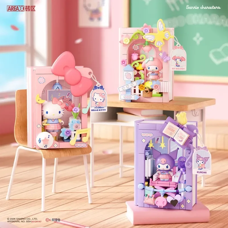 

Sanrio Building Block Book Blind Box Hello Kitty Kuromi Openable Buildable Desktop Decor Birthday Gift For Girls
