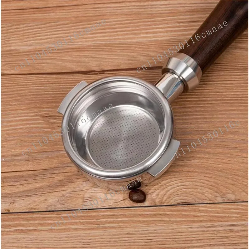 Kitchen Espresso Wooden Handle Stainless Steel 2-ear Bottomless Portaffilter 58mm
