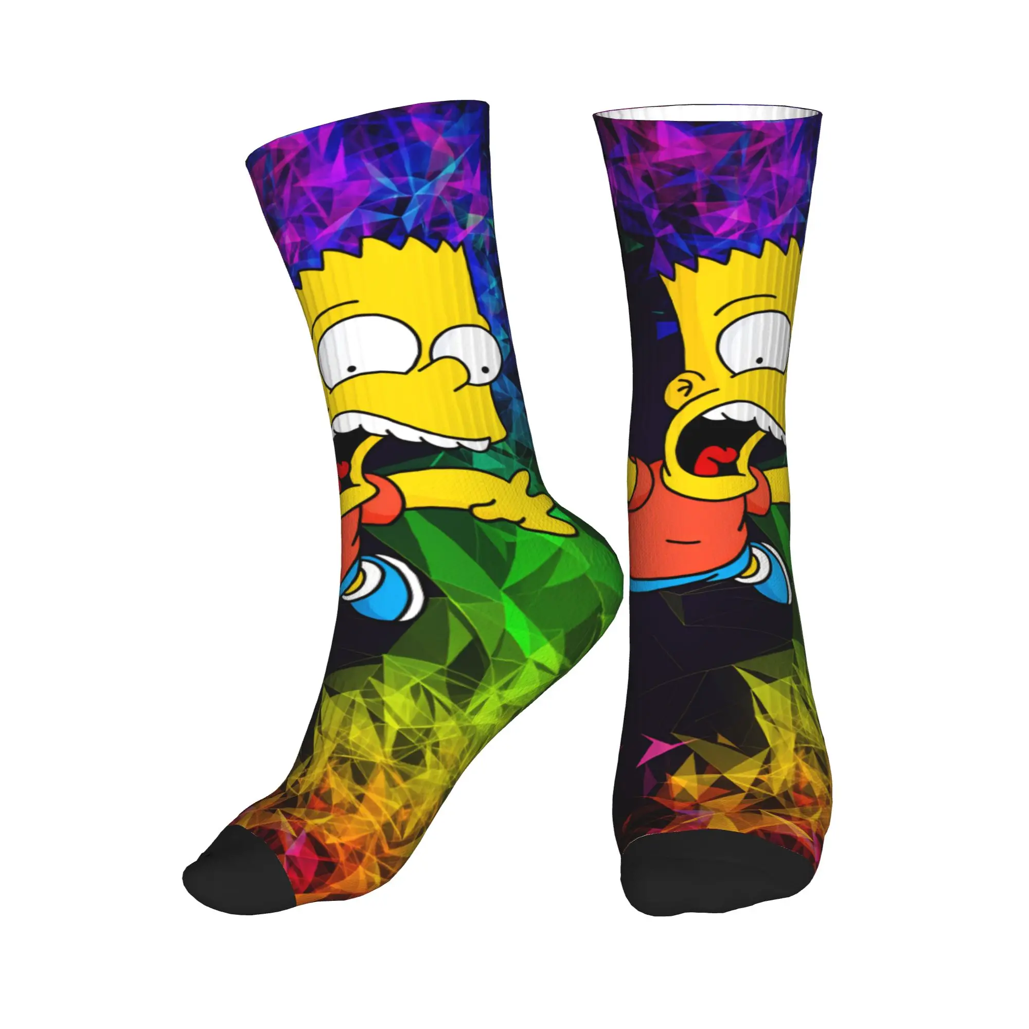 

Bart S-Simpsons Neon Print Socks Funny Stockings Winter Anti Women Men Socks Soft Breathable Pattern Running Sports Socks
