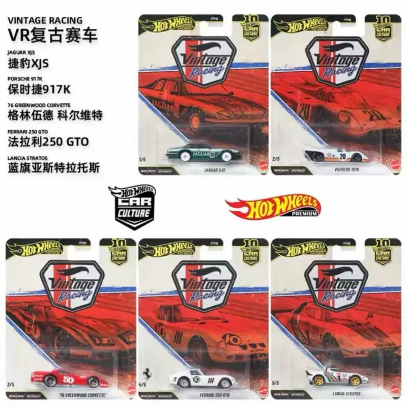 

Hot Wheels FPY86 Car Culture Vintage Racing Set Metal Base Rubber Tires 1:64 Diecast Cars Ferrari Porsche Collectible Model Toy
