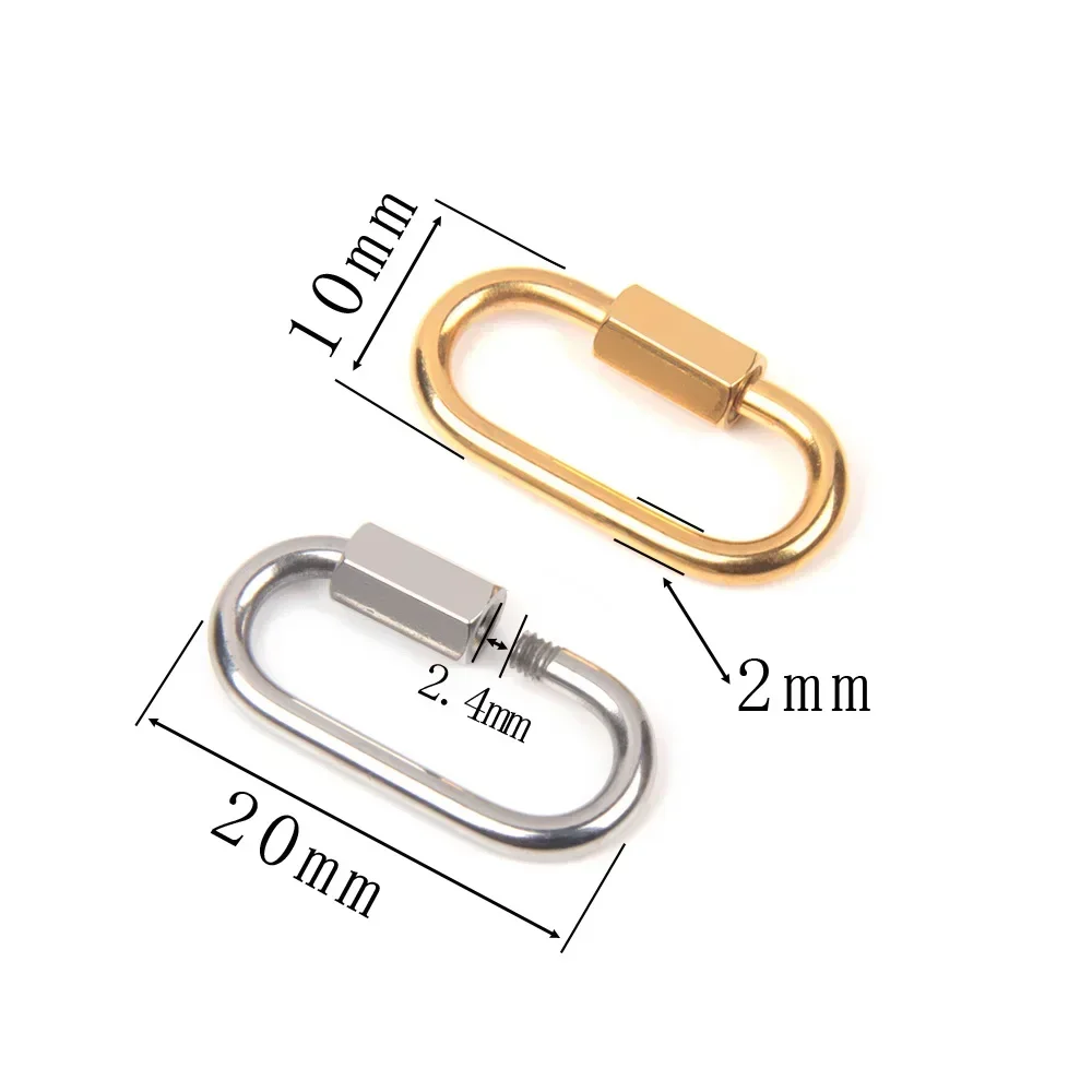 2pcs/Lot Stainless Steel Buckle Wholesale DIY Carabiner Fasteners Screw Lock Clasps DIY Bag Link Jewelry Making Accessories