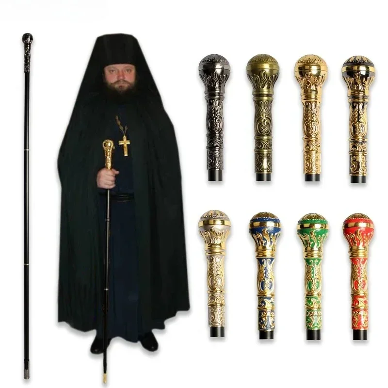 For 8 Colors 143cm (56.3'') Man Gold Church Walking Stick Women Luxury Handle Holy Walking Canes Elegant Vintage Walking Sticks