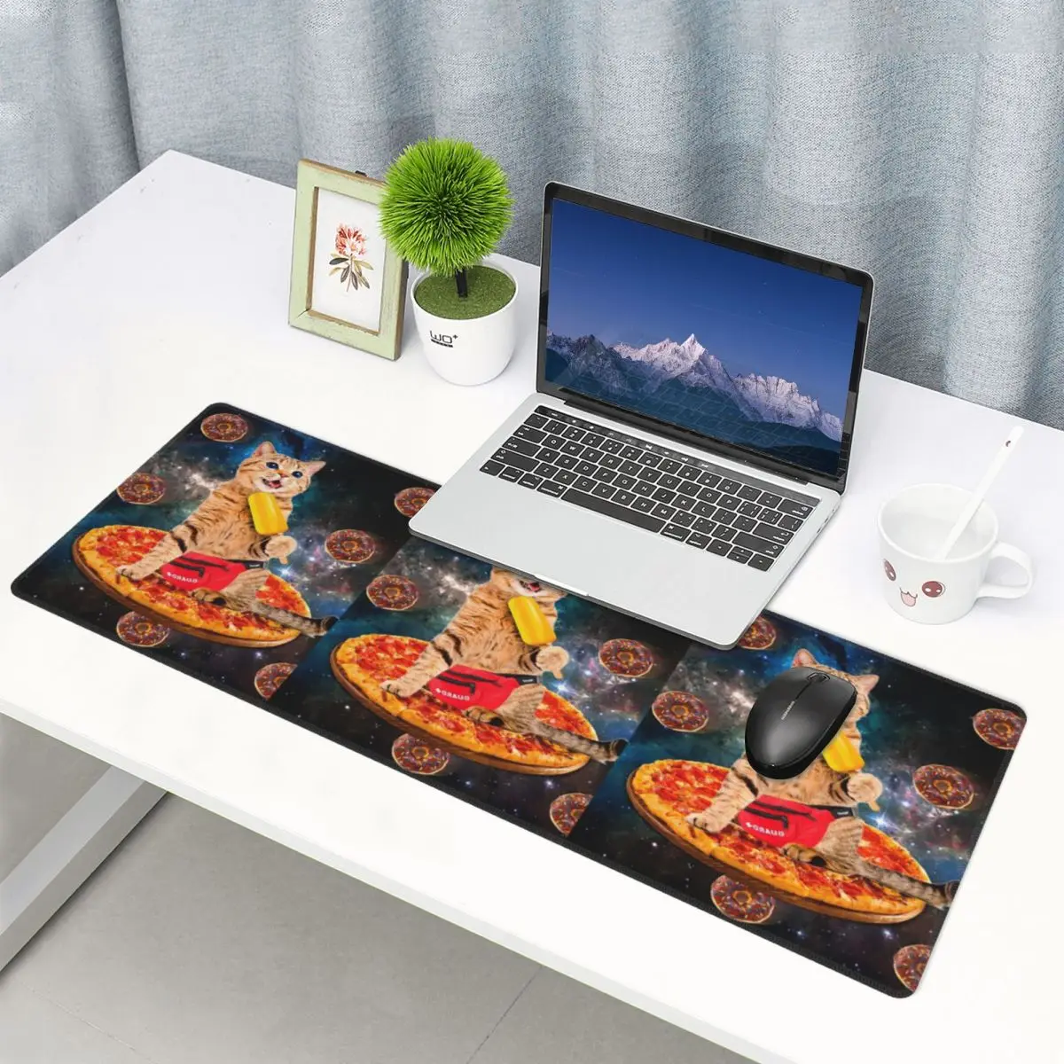 Large Mouse Pad Space Pizza Cat Meme Gamer PC Laptop Mats Keyboard Carpet Computer Gaming Office Accessories Desk Mat