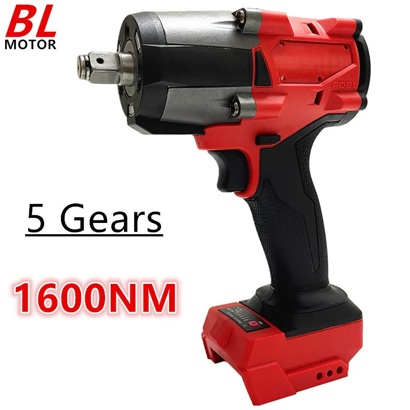 

1600NM Electric Wrench Brushless Impact Wrench For Milwaukee 18V Battery 5 Gears Cordless Driver Car Truck Repair Power Tools