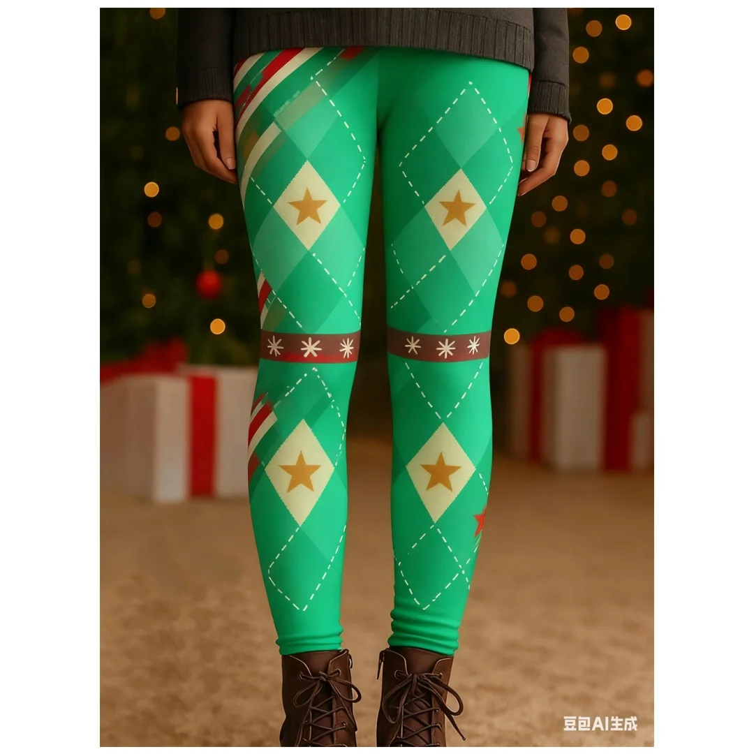 

Женские брюки Рождественская атмосфера Рождественские брюки Эластичные штаны для йоги Эластичная талия Осень-зима y2k одежда для женщин леггинсы