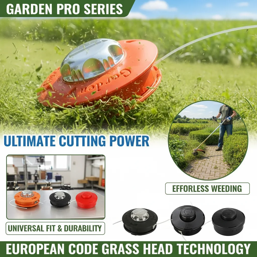 

Garden Weeding Wheel with Aluminum Cover Euro Code Grass Head Lawn Mower Accessory Plastic Thickening Automatic Rope Changing No