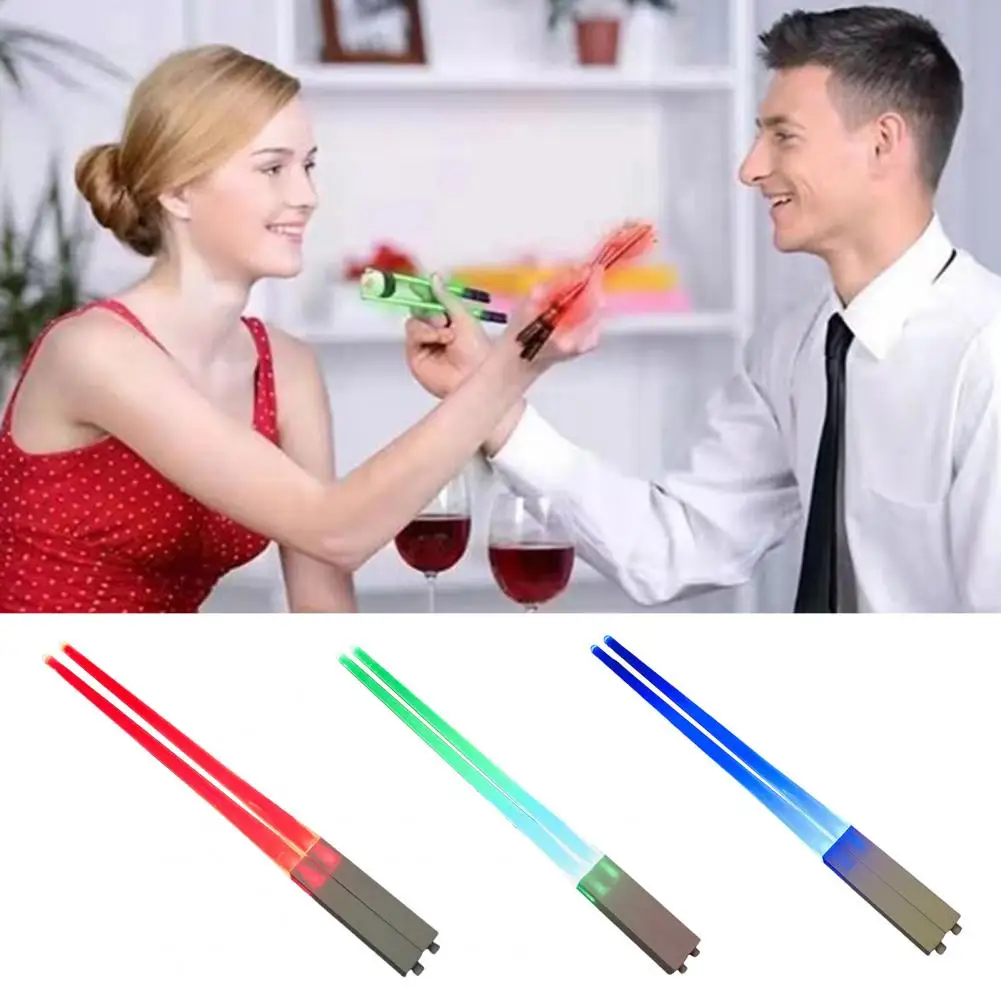 2Pc LED Lightsaber Chopsticks China Luminous Light Up Party Fun Glowing Chinese Chopsticks for Sushi Noodles