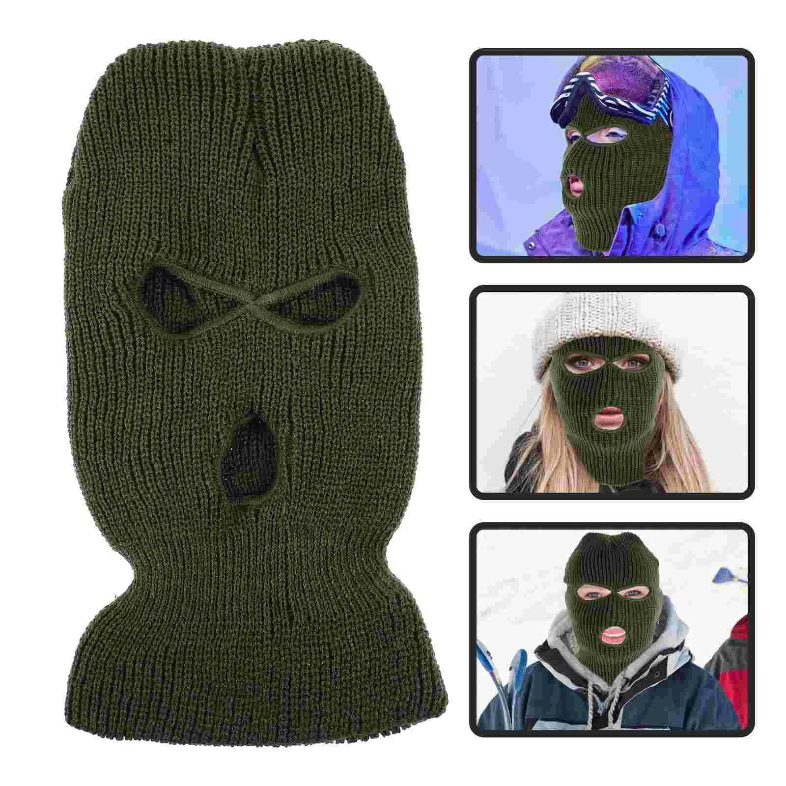 

Three Hole Wool Hat Ski Mask 3 for Men Washable Beanie Yarn Knit Full Face Miss Masks