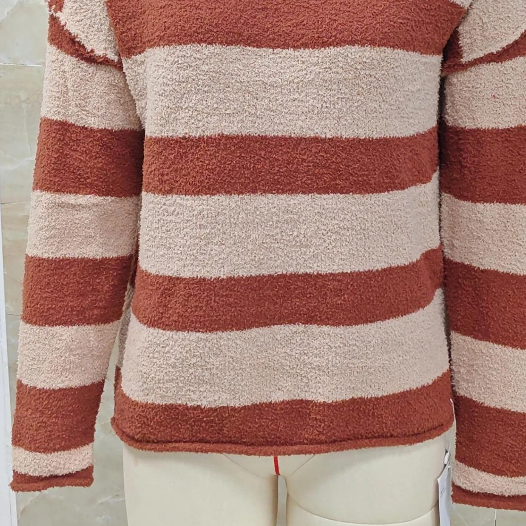 

Vintage Women's Autumn Winter Knit Sweaters Long Sleeve Round Neck Striped Knitwear Tops Patchwork Alternative Clothes