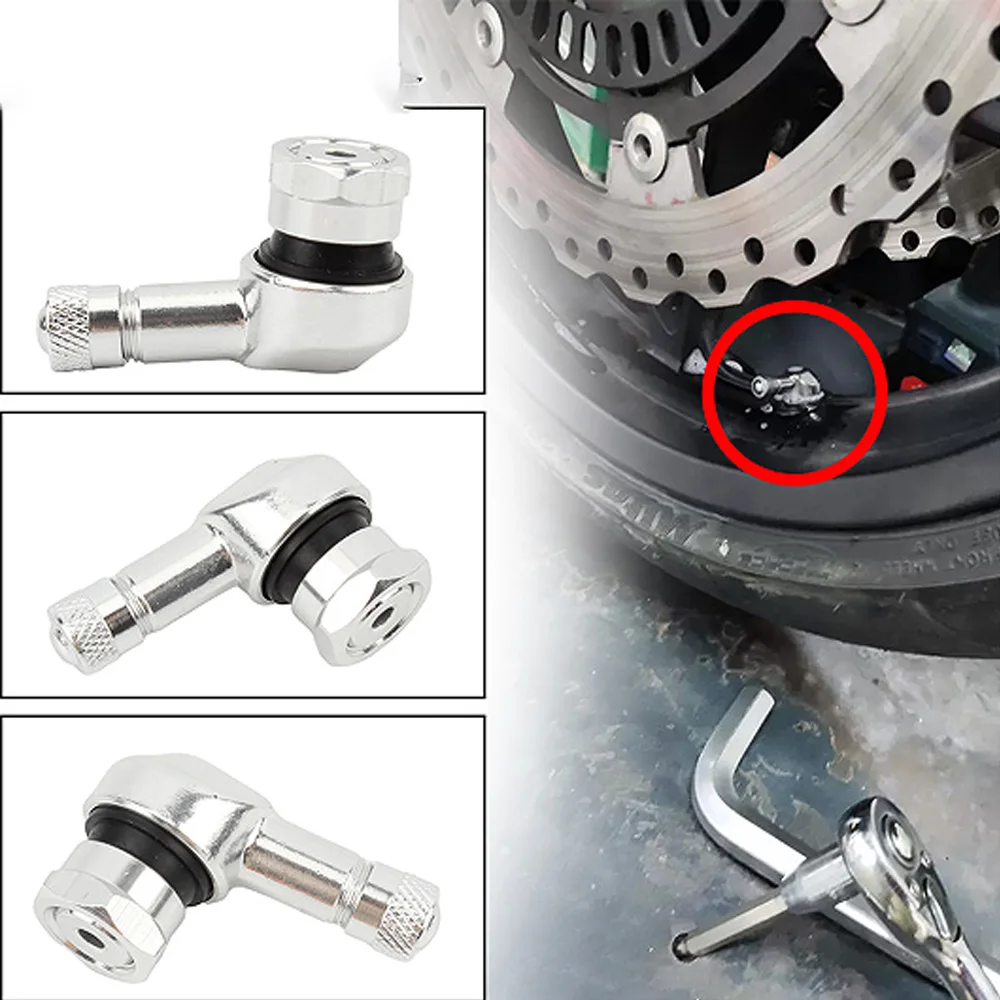 For Motorcycle Scooter CNC Aluminum 90° Tire Valve Stem Tubeless Anti-Leak Right Angle No-Drill Accesorios Moto Accessori Moto
