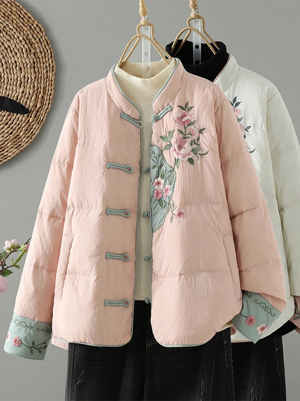 

Новая китайская хлопковая куртка с тяжелой вышивкой, теплая женская верхняя одежда, пальто Thiened Long Sve round Ne для поездок на работу