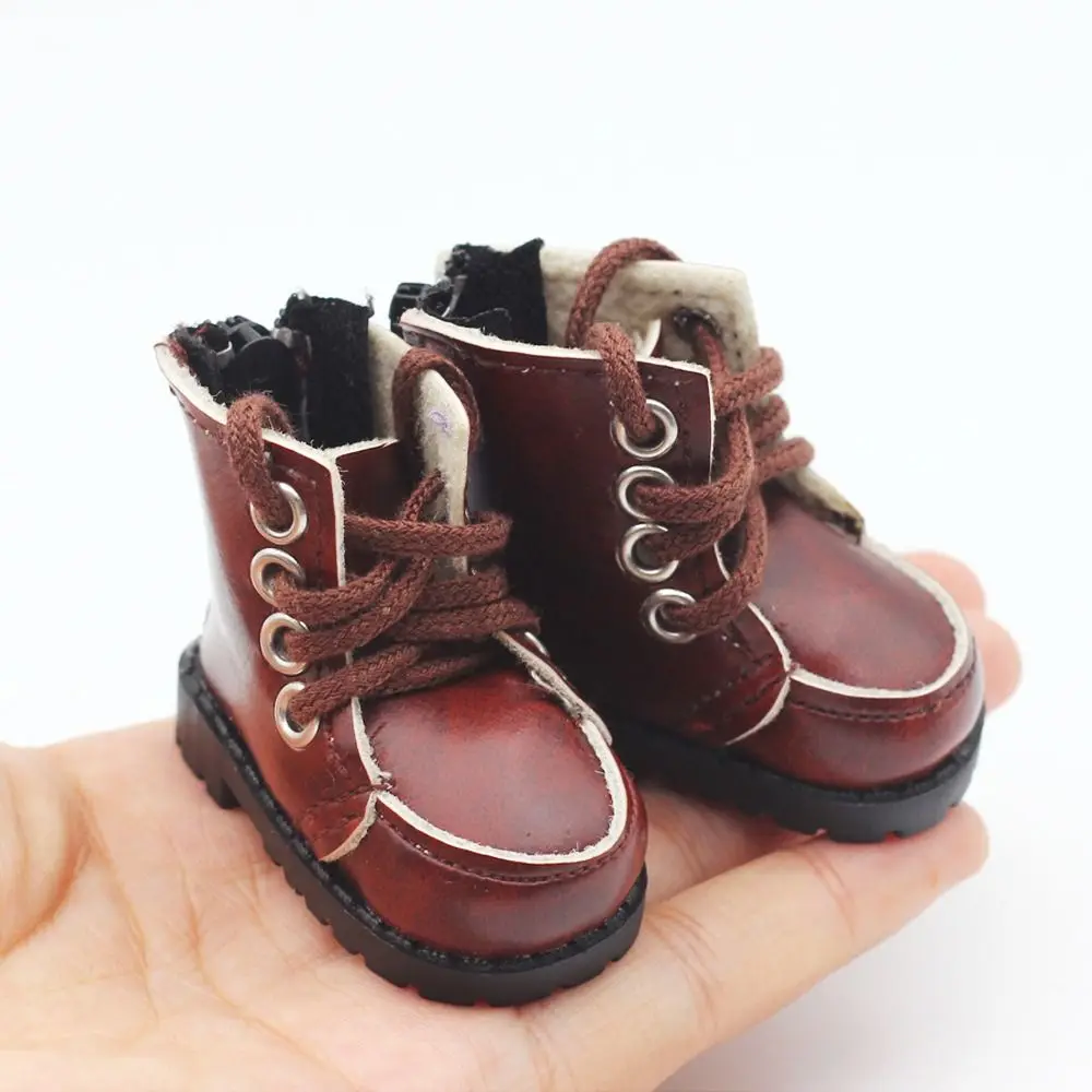 20cm Cotton Doll Leather Shoes Brown/Black College Style Fashion Boots For 1/12 Dolls Doll Gift Toys Clothes Accessories