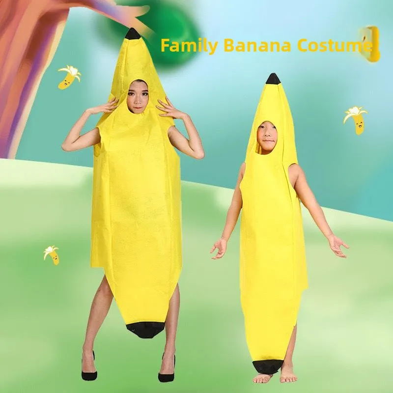 Banana COS Costume Fruit Themed Performance Suit for Adults Children's Day Celebration loween Par Outfit Unique Ensemble