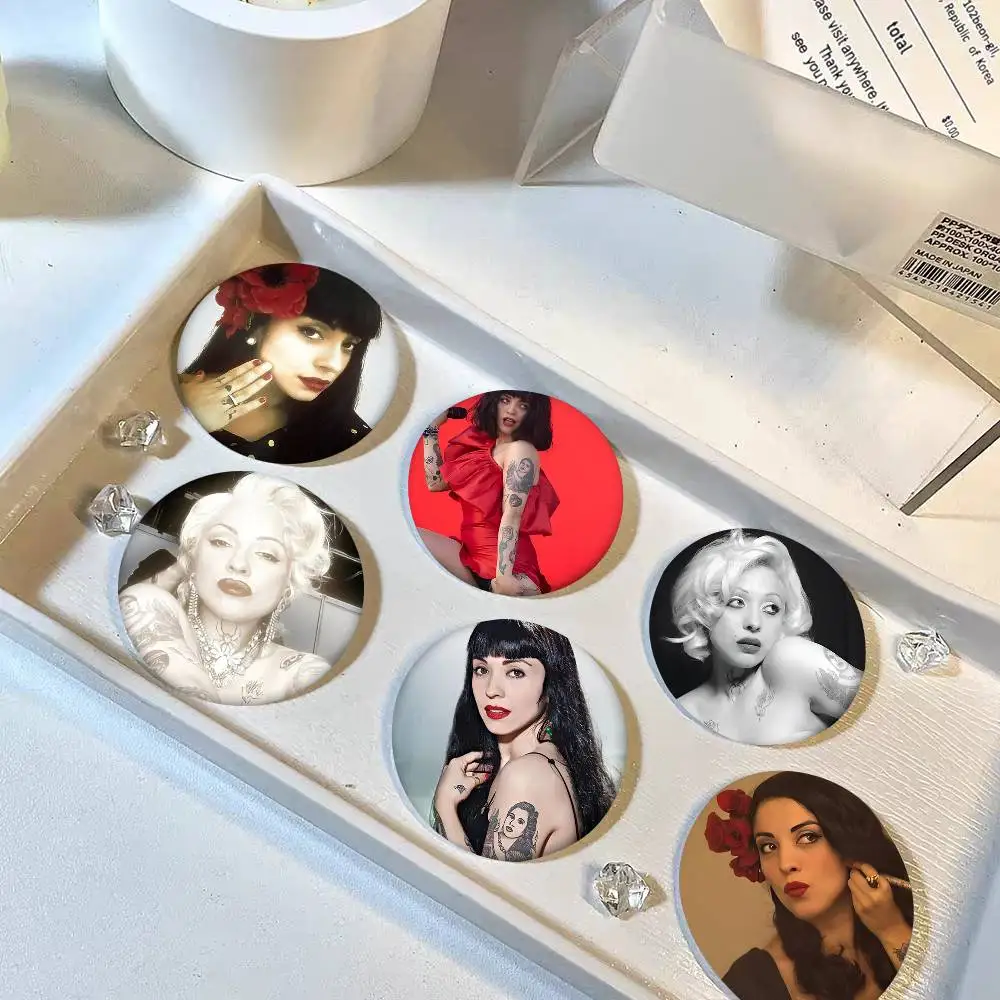 1pc FEMME FATALE M-Mon L-Laferte Cartoon Style Badge Brooches On Backpack Decoration Round Enamel Pins For Accessorys