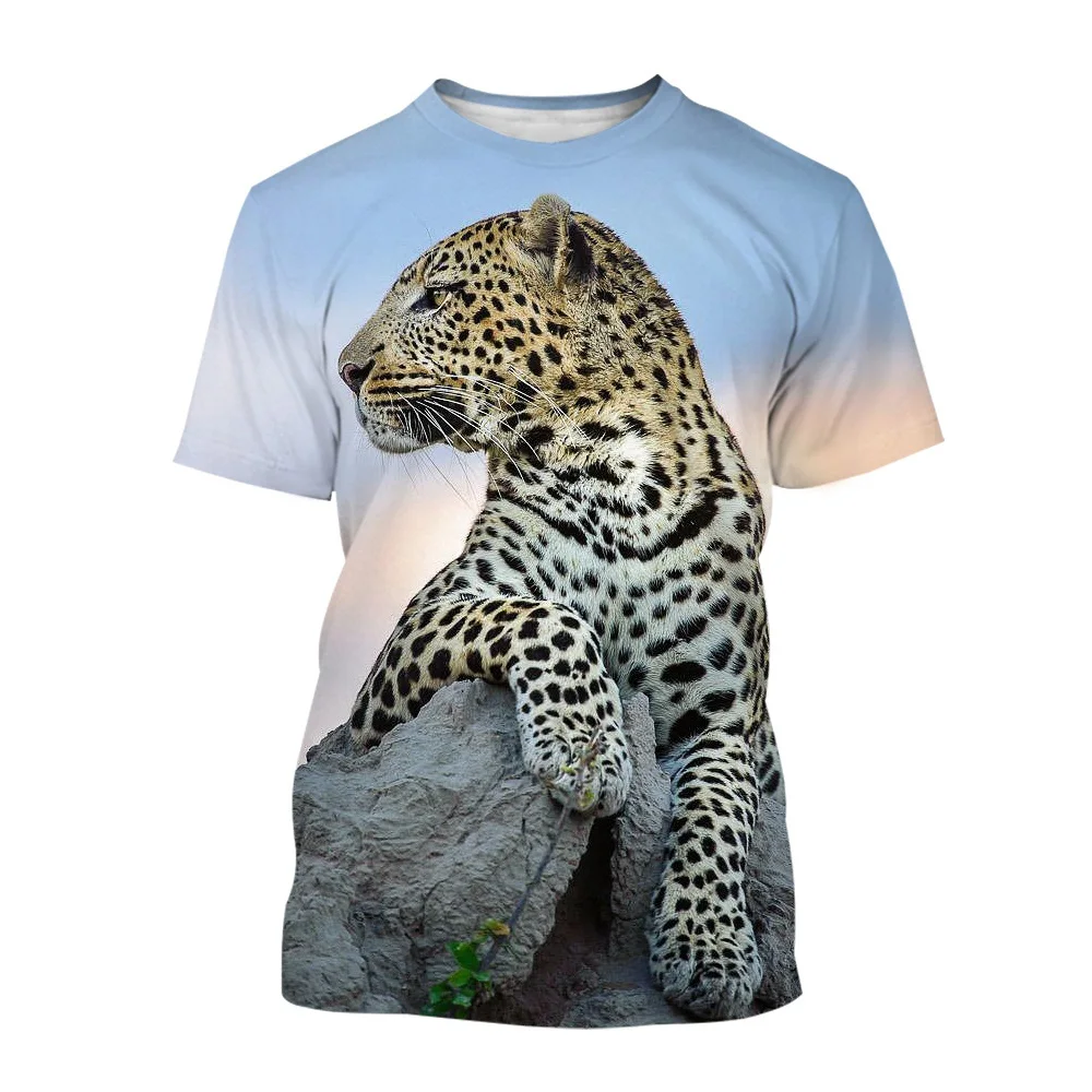 New Leopard Print T-shirts For Men And Women Trend Hip Hop Punk Tees Streetwear Oversized Loose Casual O-neck Short Sleeve Shirt