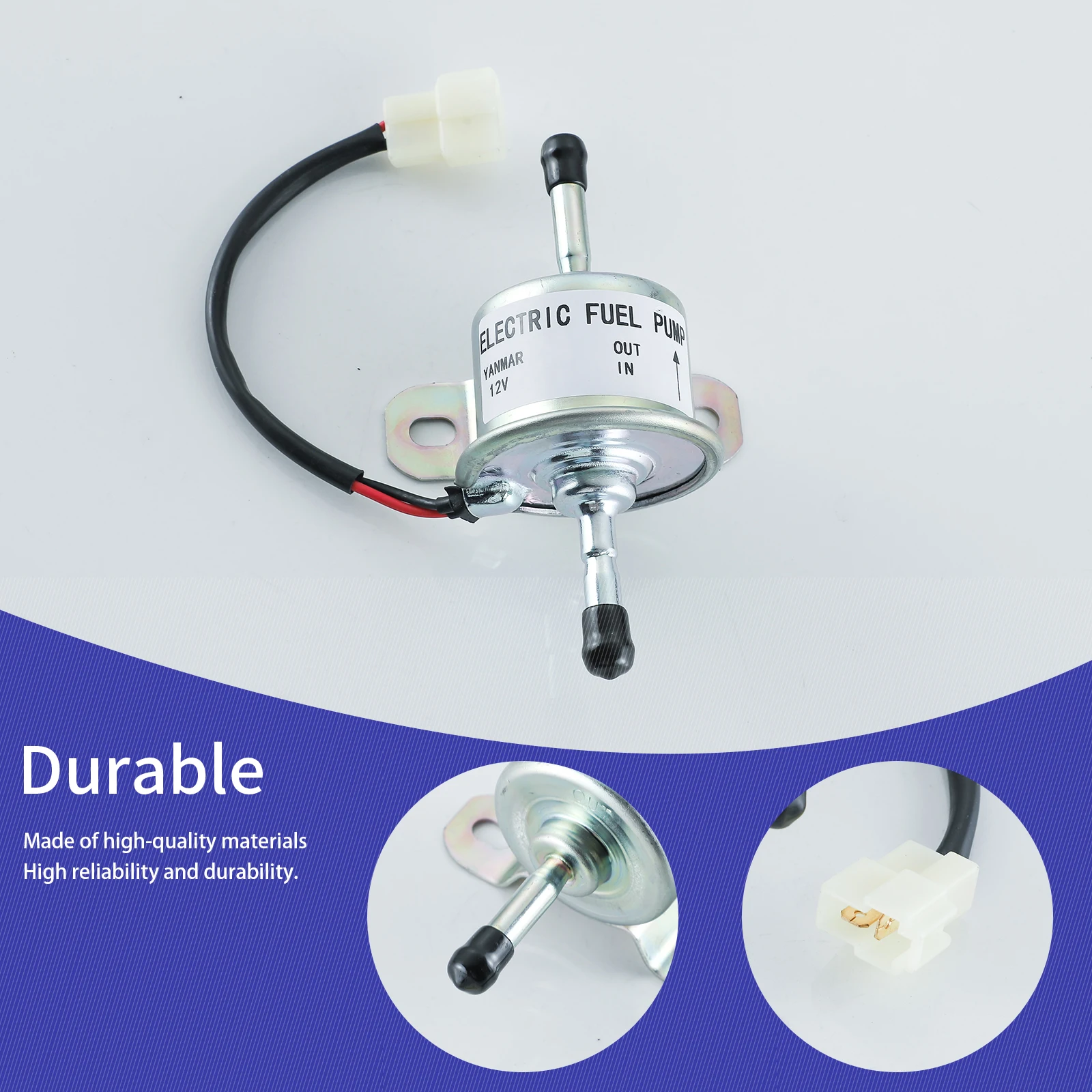 RC601-51352 Elektrische brandstofpomp met witte stekker voor John Deere AM 876265   Kubota RC601-51350 16851-52030 Kawasaki 49040-2065 12VDC