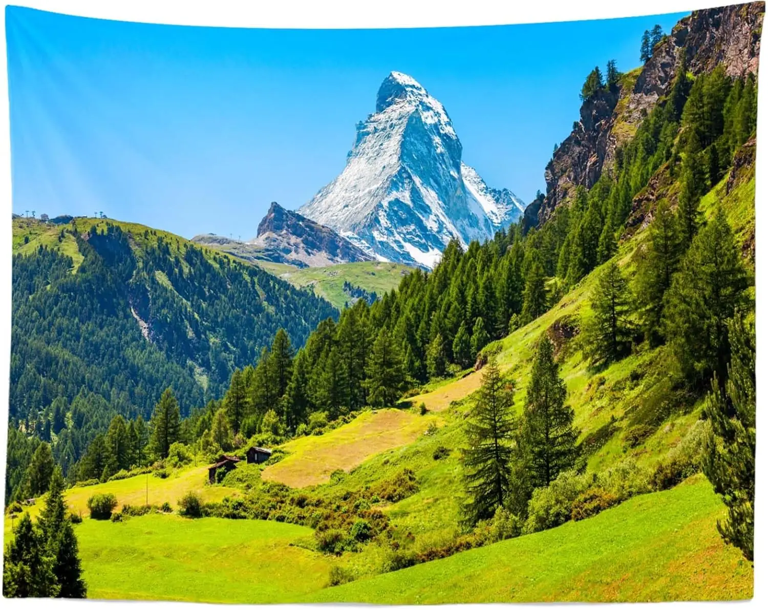 Aesthetic Alps Mountain Tapestry Wall Decor Natural Scenic Landscape Forest View Art Hanging Poster for Home Bedroom Living Room