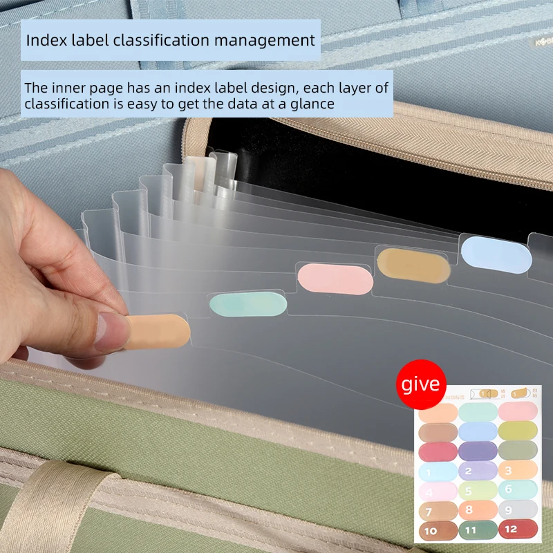 KOBEST 13Layers A4 Oxford Cloth Portable Affairs Package Simple Large Capacity Test Paper Data Classification Storage Bag