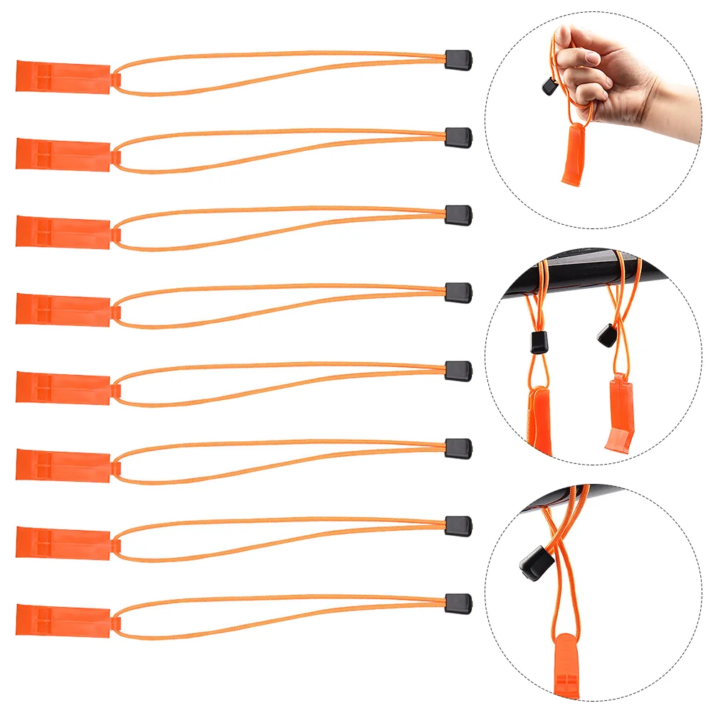 6 Pcs Survival Whistle Outdoor Searching Tool Plastic Field with Lanyard Portable Orange Hanging