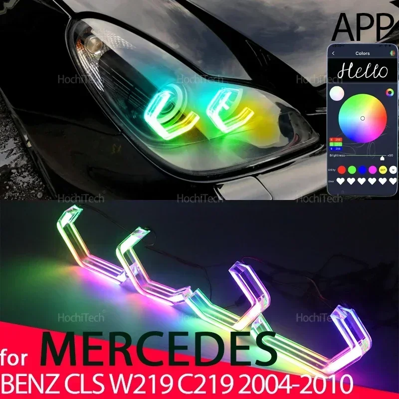 

Для MERCEDES BENZ CLS W219 C219 2004-2010 струящееся DRL разноцветное кольцо светодиодной лампы с управлением через приложение «ангельские глазки» и указателем поворота